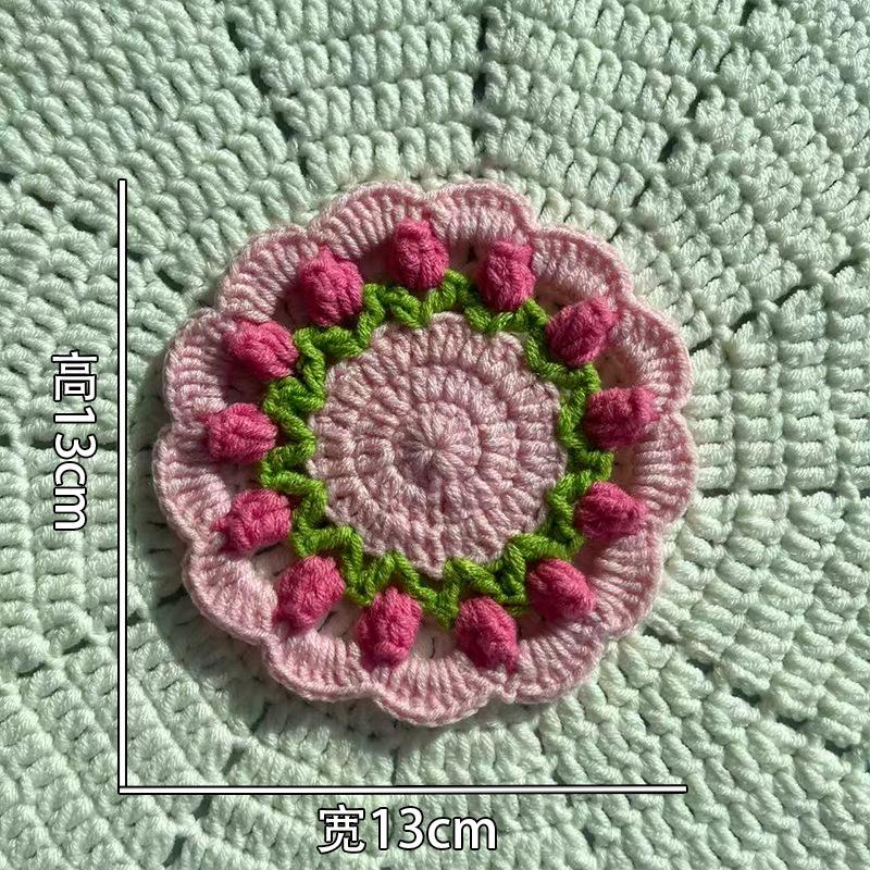 Finished product new cute wind ins small flower coaster placemat thermal insulation mat handmade wool crochet