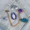 Cute Rainbow Blue Cloud Star Enamel Brooches Dream Girl Asteroids Lightning Lapel Pins Custom Weather Jacket Badge Jewelry Gifts