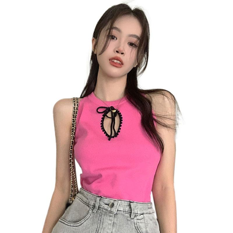 

Женская майка-топ контрастного цвета Casula Slim Summer Fashion O Neck