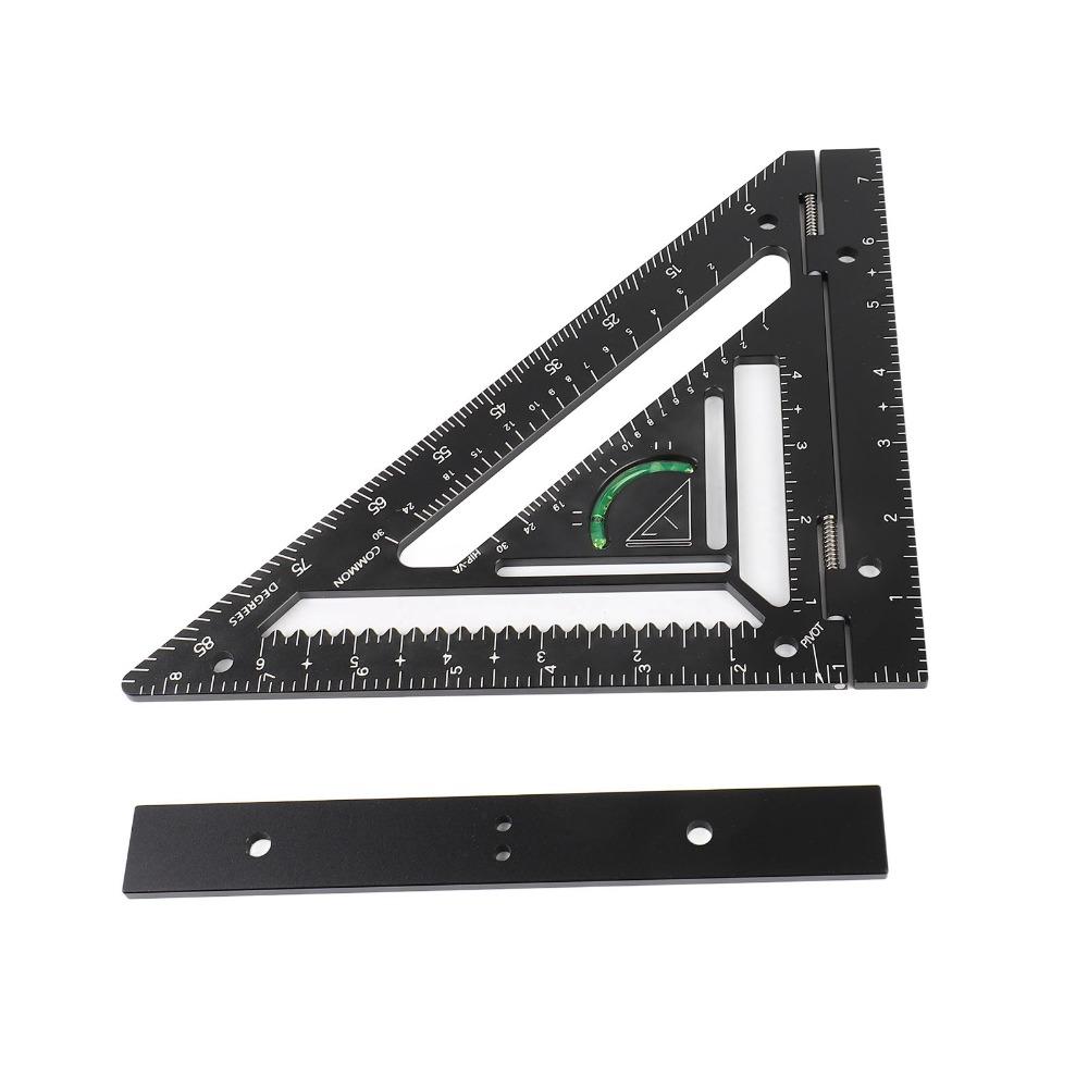 3pcs Black Carpenter Square Aluminium Alloy Framing Square Precise Triangle Ruler Flatwork