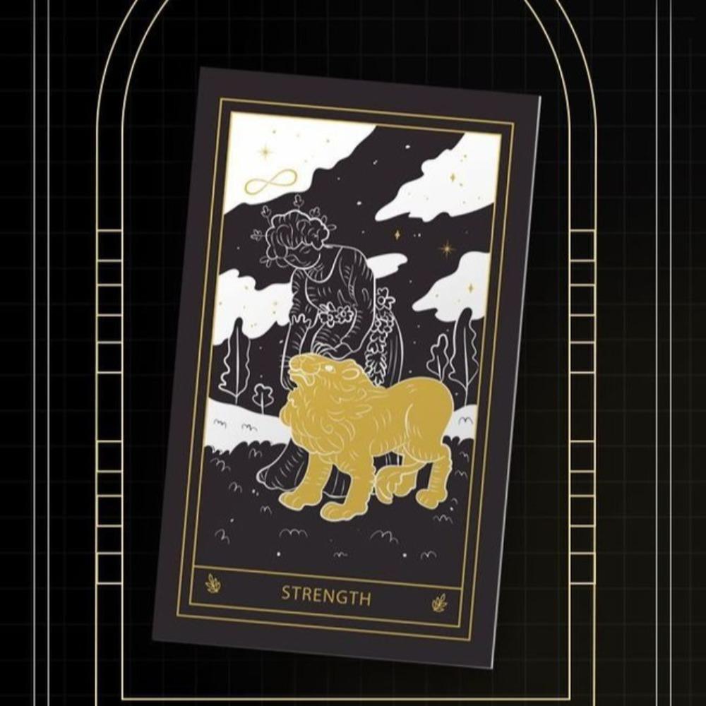 Mystic Noir Elegant Black & Gold Tarot Deck 10*6cm, Full 78-Card Set in Metal Tin, Travel-Size Deck for Wisdom and Guidance