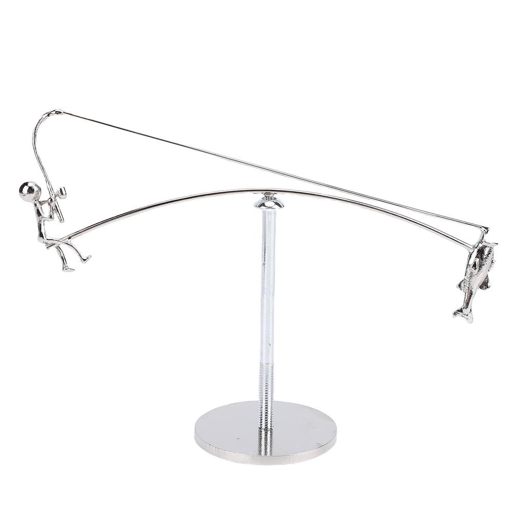 Fisherman Balancing Sculpture Modern   Metal Fishing Statue for   Decor Art Ornament