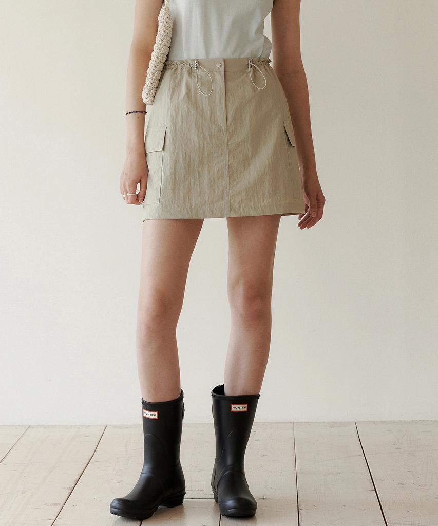 Roeil Nylon Cargo Mini Skirt - Beige