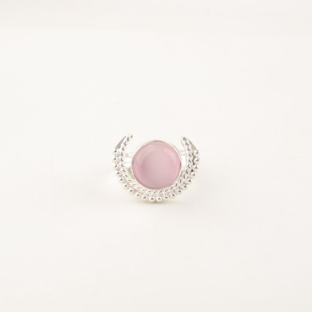 Natural Pink Cat's Eye Gemstone 925 Sterling Silver Handmade Jewelry Women Ring RR-48-37