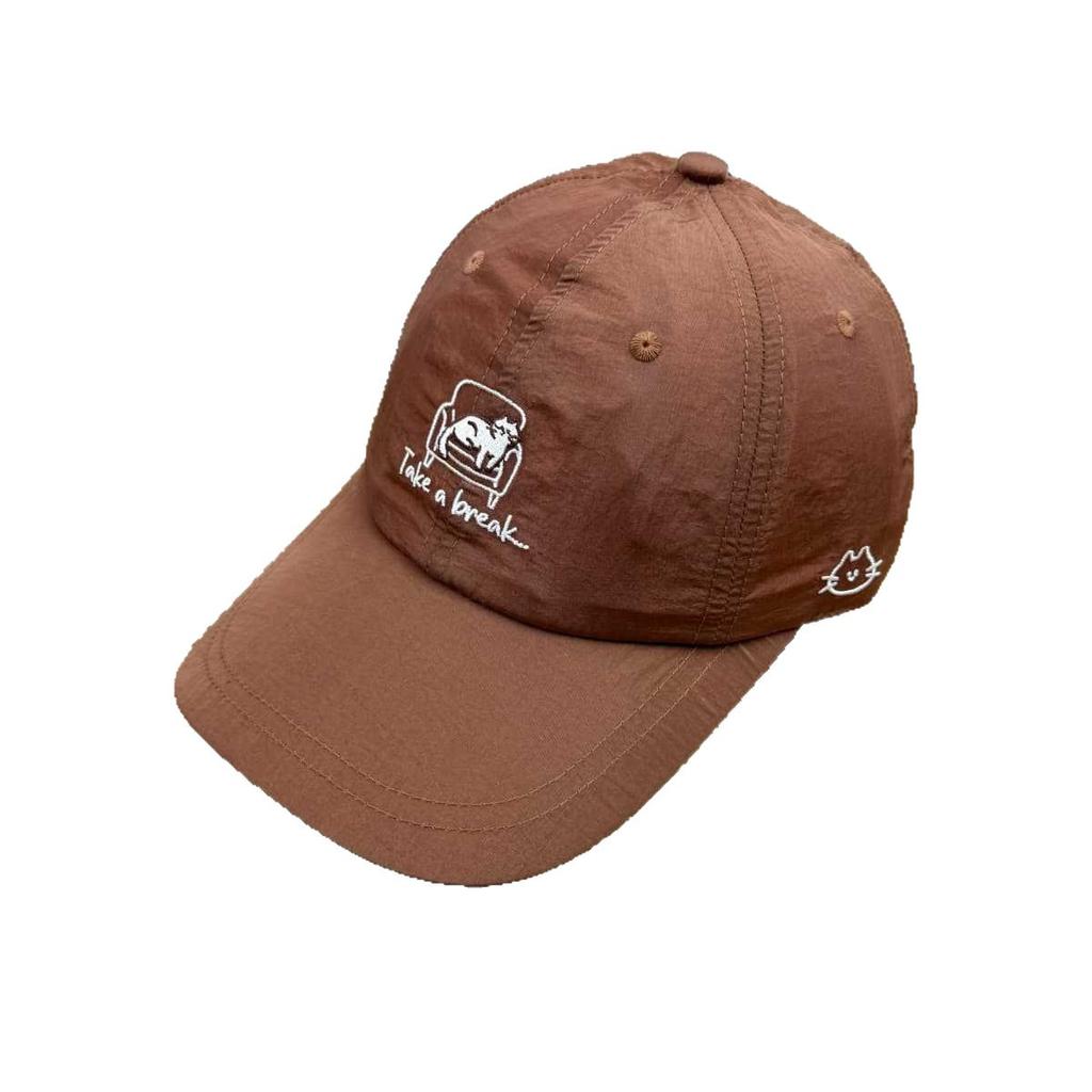 Lazy cat embroidery quick-drying baseball cap women's summer light and breathable sunshade cap men's outdoor sunscreen hat