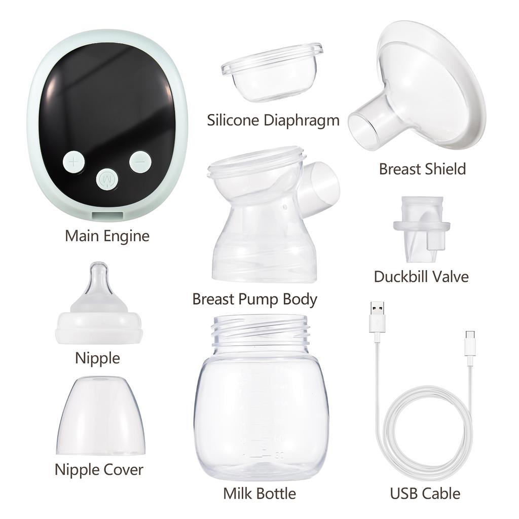 BEBEBAO T1 Integrated Electric Breast Pump for Breastfeeding Anti-Back Breast Pump LED Screen 3 Modes & 9 Suction s Low Noise Built-in Batter
