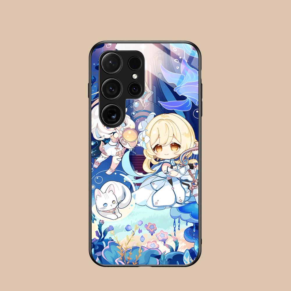 Game GI Lumine Glass Mobile Phone Case for Samsung Galaxy S26 S25 S24 S23 S22 S21 S20 Note20 Plus FE Ultra Colorful Cover