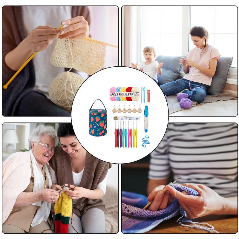 Crochet Hook Set Portable Yarn Crochet Kit Yarn Holder Crochet Hooks Knitting Needles Yarn Storage Organizer With Ergonomic