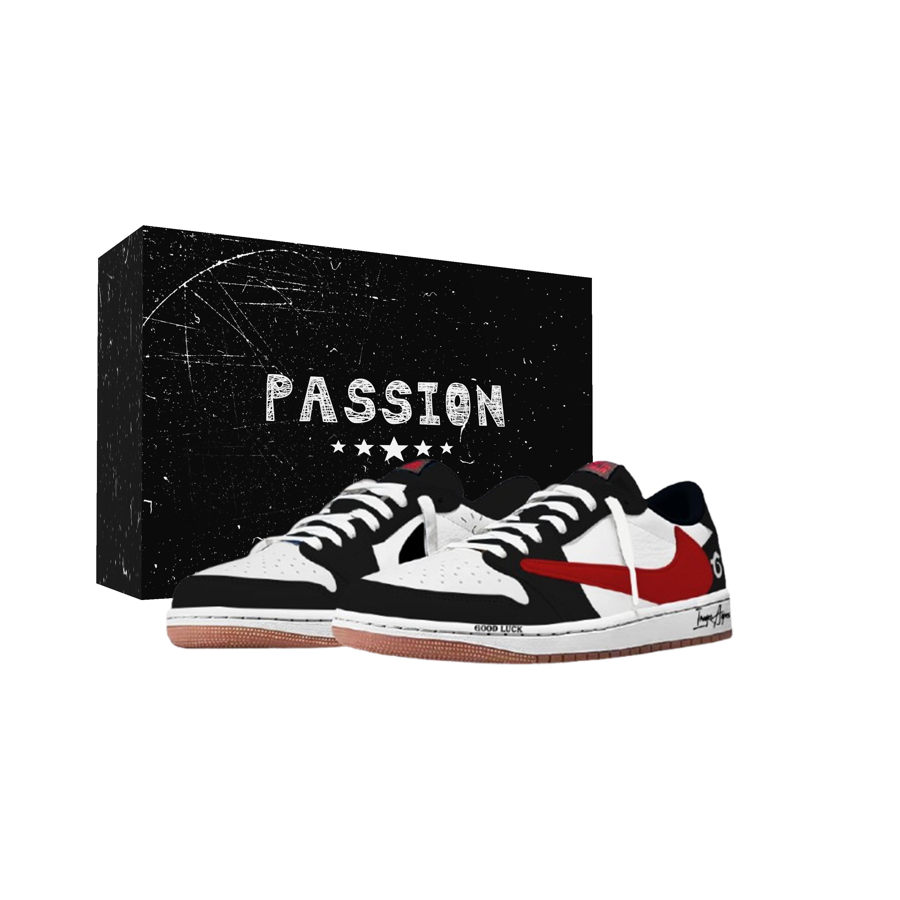 

Travis Scott x Jordan Air Jordan 1 Black White Travis Scott X AJ1 Low top Vintage Basketball Shoes Women s DZ4137-700(Team1897-) 43