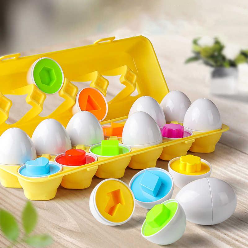 Montessori Educational Toys Baby Toy Easter Egg Baby Sensory Puzzle Smart Eggs Colors Shape Matching Sorter Games Baby Toys