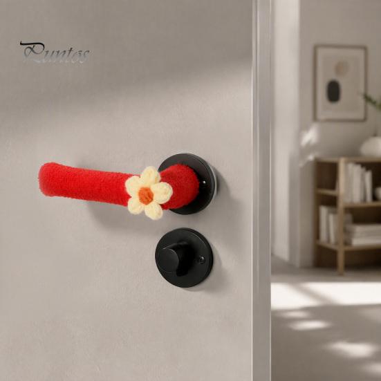 Door Lever Sleeve Set 2/4Pcs Flower Handle Cover, Anti-collision Knob Protector, Anti-Static Anti Static Cover Anti-Freeze for Home Office Bedroom