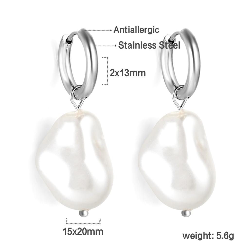 Elegant Baroque White Pearl Earrings Fashionable High-End Pearl Jewelry