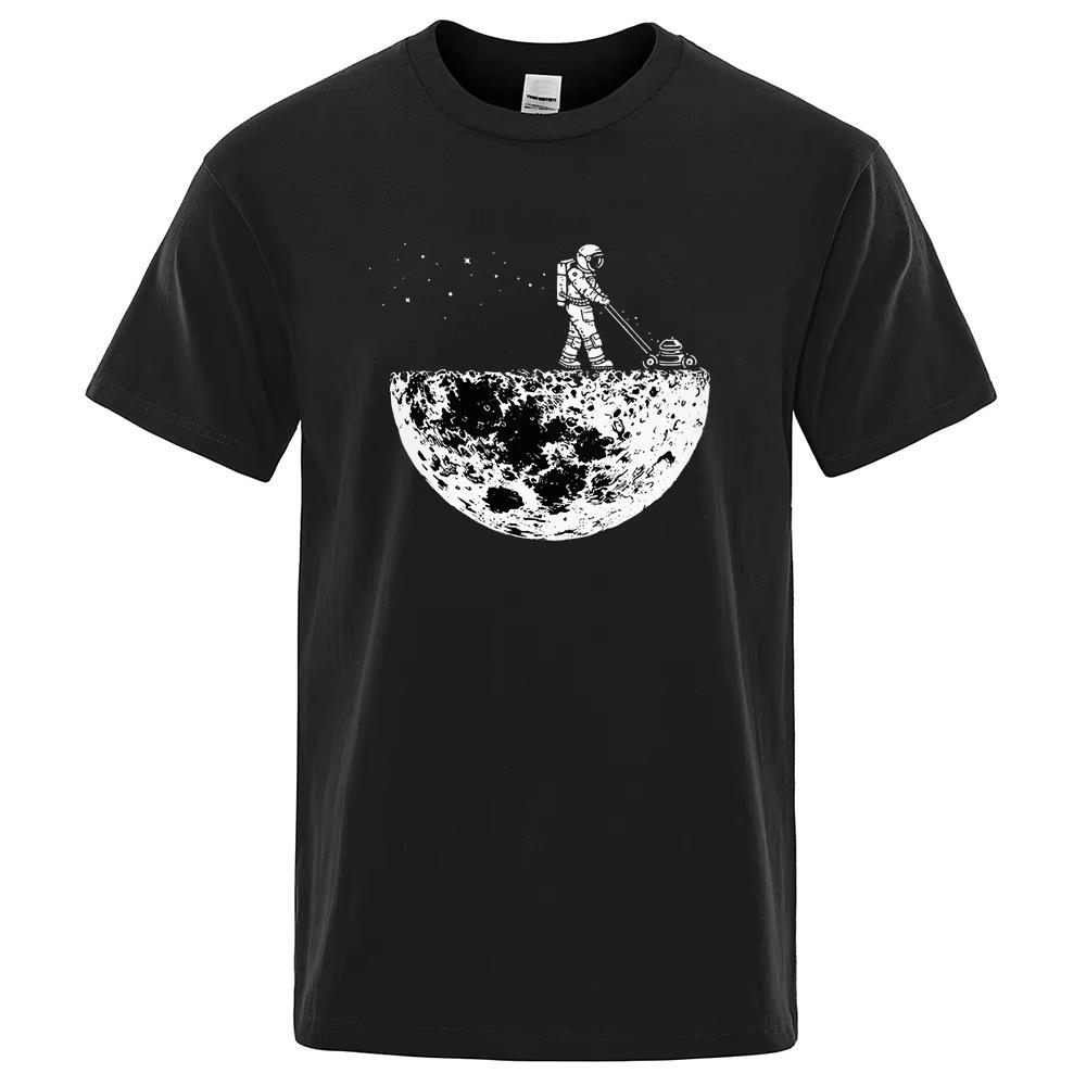 Astronauts Cherish Lunar Environment Men's Cotton T-Shirt - Soft, Trendy Short Sleeve Hip Hop Print