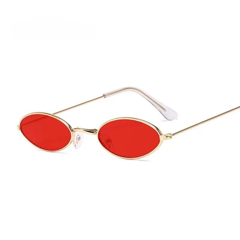 Retro Small Oval Sunglasses Woman Lentes De Sol Vintage Brand Shades Metal Color Sun Glasses for Female Fashion Designer Lunette