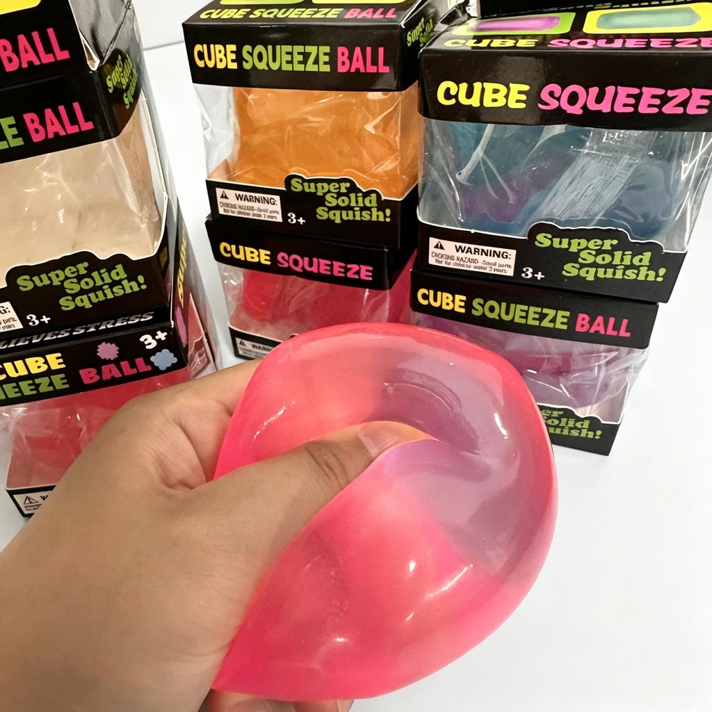 Frosted Ice Cube Shaped Fidget Toy Square Stress Relief Ball for Anxiety ADHD Squishy Squeeze Toy Gift for Adults