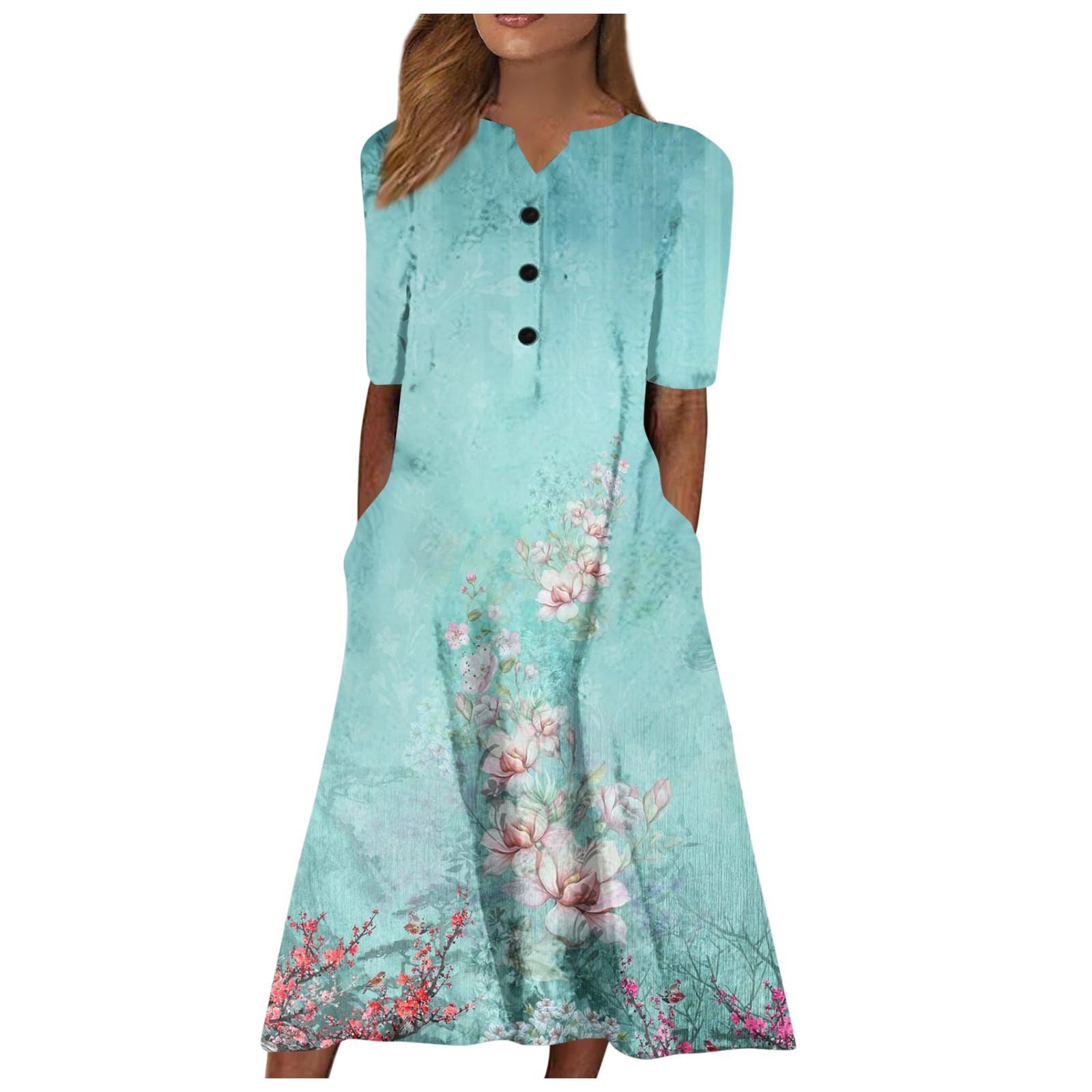 Женская летняя повседневная модная пляжная свинг-юбка с v-образным вырезом и короткими — фото 3