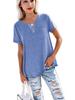 New Women's V-Neck Short Sleeve Loose Pocket T-shirt for Spring/Summer - Europe & America Style
