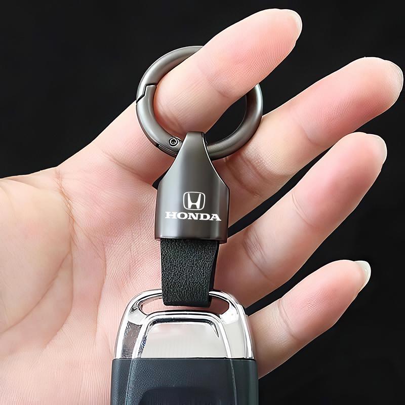 Zinc Alloy Car Key Chain Leather Car Key Strap Accessories For Honda Civic Accord Fit Jazz Pilot CRV Odyssey Passport City Vezel ZP8