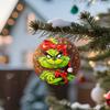 Christmas Funny Pendant Wooden Sign Decoration, Green Cartoon Character Pendant, Decorate Porch