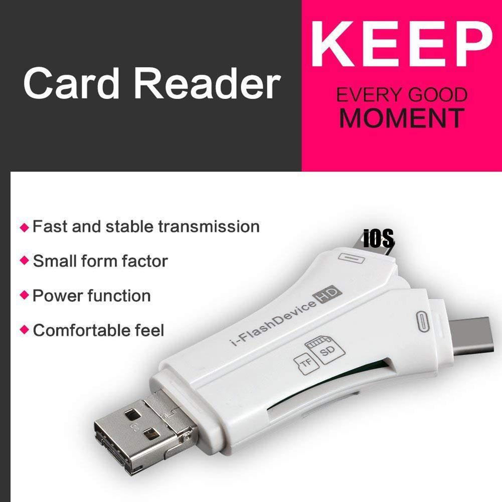 4-in-1 Otg Card Reader Universal Multi-functional Mobile Phone Tf Sd Camera Multi Interface Card Reader (with App)