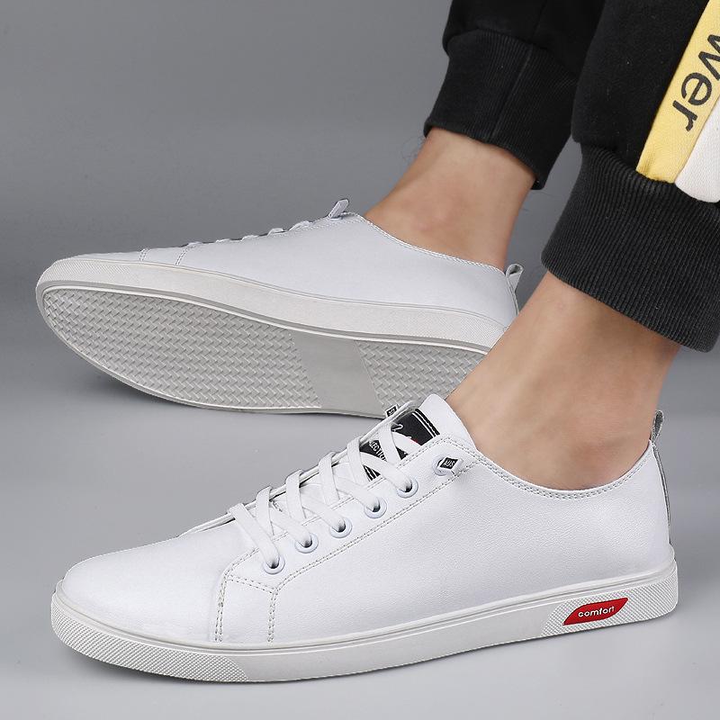 

Men S Shoes Board Shoes White Shoes Flat Shoes Spring Low-Top Cowhide Surface Large Size Trendy Shoes Single Shoes Casual Shoes Small Leather Shoes 37 белый