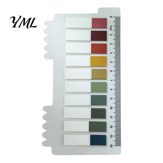 Morandi Color Page Markers Index Sticker Tabs with Built-in Scale Ruler, Transparent Office Document Dividers PET Markers, Compact Writable