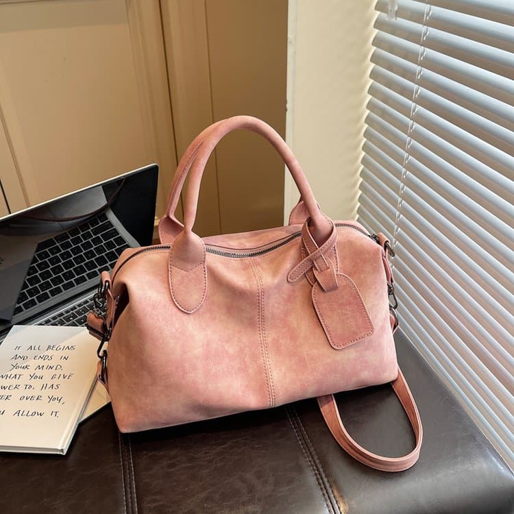 

Vintage Boston Bag Women s Handheld Shoulder Bag рожевий