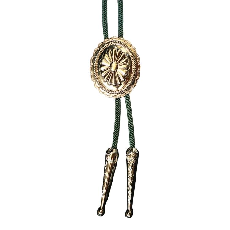 Western Cowboy Vintage Metal Flower Bolo Tie Adjustable Braided Rope Necktie Feathered Pendant Charm Jewelry Necklace