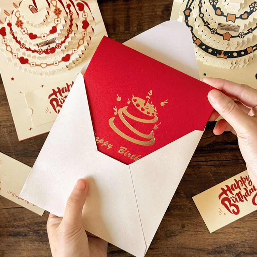 Four-Layer Cake 3D Happy Birthday Card Surprise Gift Folding Birthday Cake Card  Celebration Event