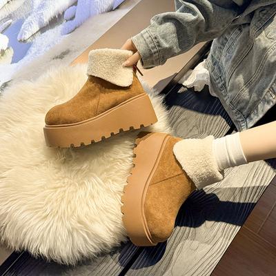 Internet celebrity retro platform sneeuwlaarzen dames 2025 nieuw winter veelzijdig fluweel verdikt warm Noordoost katoenen schoenen