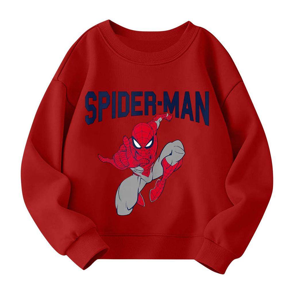 Boys and girls round neck plus velvet pullover printed top sweatshirt