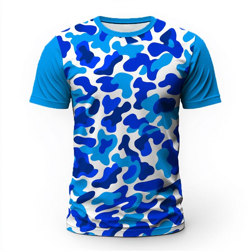 Modische Camouflage Grafik T-Shirts für Herren Sommer Locker Kurzarm 3D Gedruckte O-Ausschnitt T-Shirts Einfach Lässig Tägliche Kleidung Tees