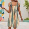 Women Plus Size V Neck Cold Shoulder Short Sleeve Abstract Printed Casual Dress