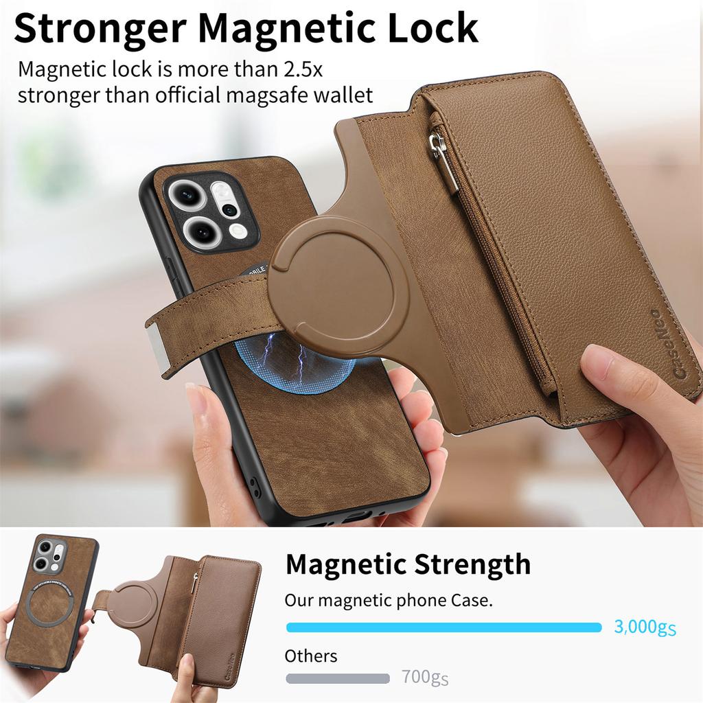 Für Oppo Reno14 5G (Global) Hülle CASENEO MW-02 Abnehmbare Magnetische Leder-Klapphülle