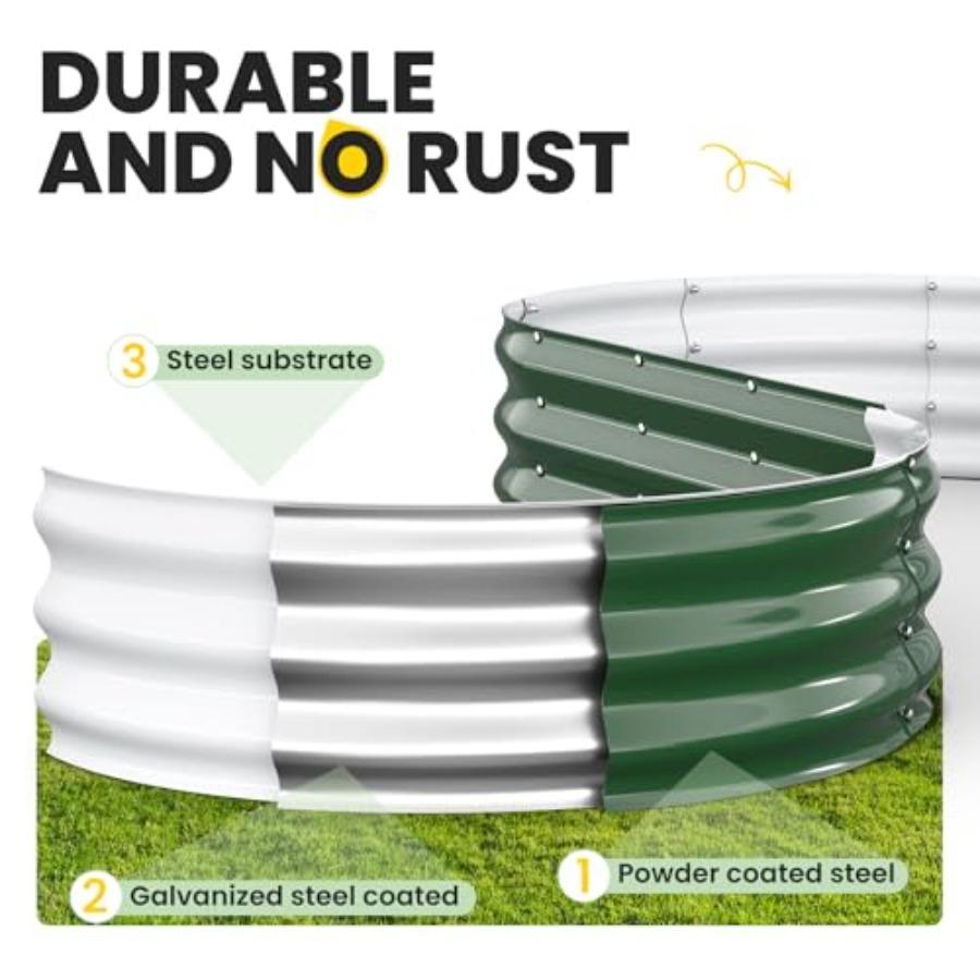 Galvanized Oval Raised Garden Bed 6x3x1 FT Outdoor Planter Box with Open Bottom Rust-Resistant Steel Garden Bed for Vegetables