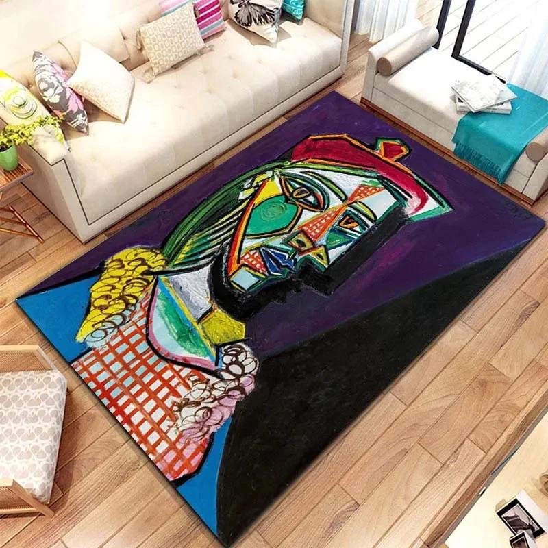 Picasso Abstract Realism Painting Artistic Rug for Bedroom Floor Mat Carpet Living Room Home Decor Rug Soft Flannel Mat Area Rug