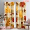 Set Of 2 Plane Printing Curtain Popular Autumn Leaves Plaid Pattern Polyester Without Rod Art Deco Festive Perfect