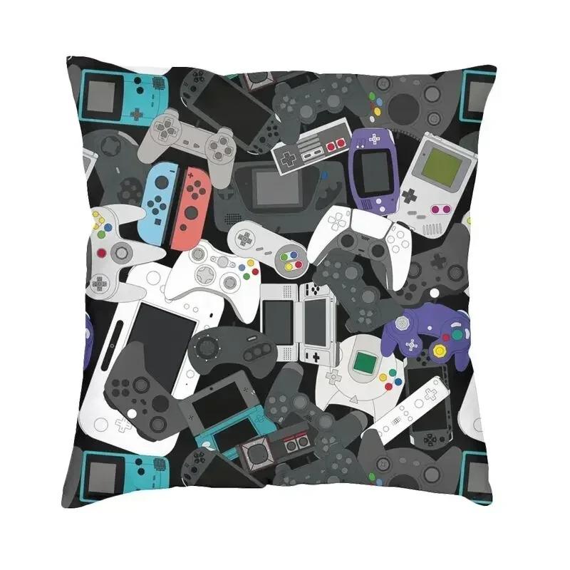 Home Decor Retro Gaming Icons Pattern Pillow Cover Pattern Cushion Cover Suitable for Sofa Bedroom Car Pillow Cover