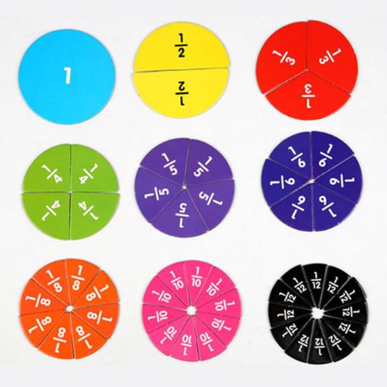 1 Set Fraction Learning Cards Percentage Decimal Fraction Tiles Circles Math Manipulatives Elementary Students