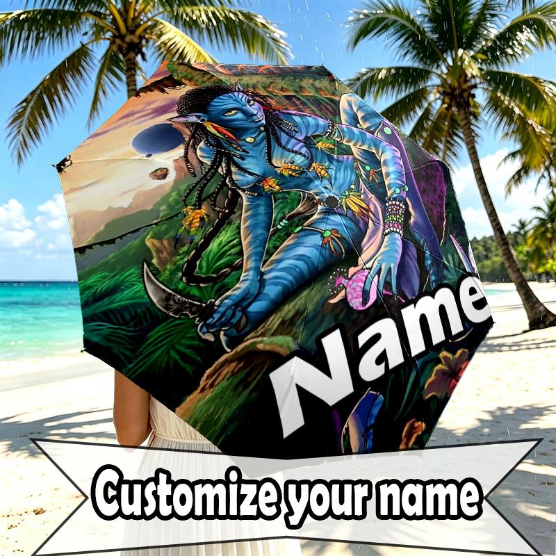 Custom Name Personalized Avatar Print Umbrella, Auto Open Close, 8‑Rib Sturdy Frame, Commute Camping Hiking Use, Birthday Gift