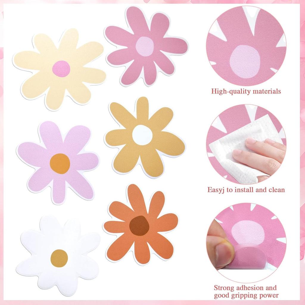 72 PCS Original Non Slip Bathtub Stickers,Flowers Skidproof Shower Sticker with Premium Scraper,Bathtub Non Slip Stickers for Bathroom