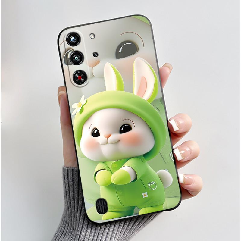 

For ZTE Nubia Red Magic 10 10S Pro Plus Redmagic 10 Air Case Luxury Cute Love Rabbit Funny Black Soft Silicone Back Cover Shell ZTE nubia RedMagic 10S Pro