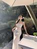 Feminine One-Shoulder Mesh Strapless Summer Dress