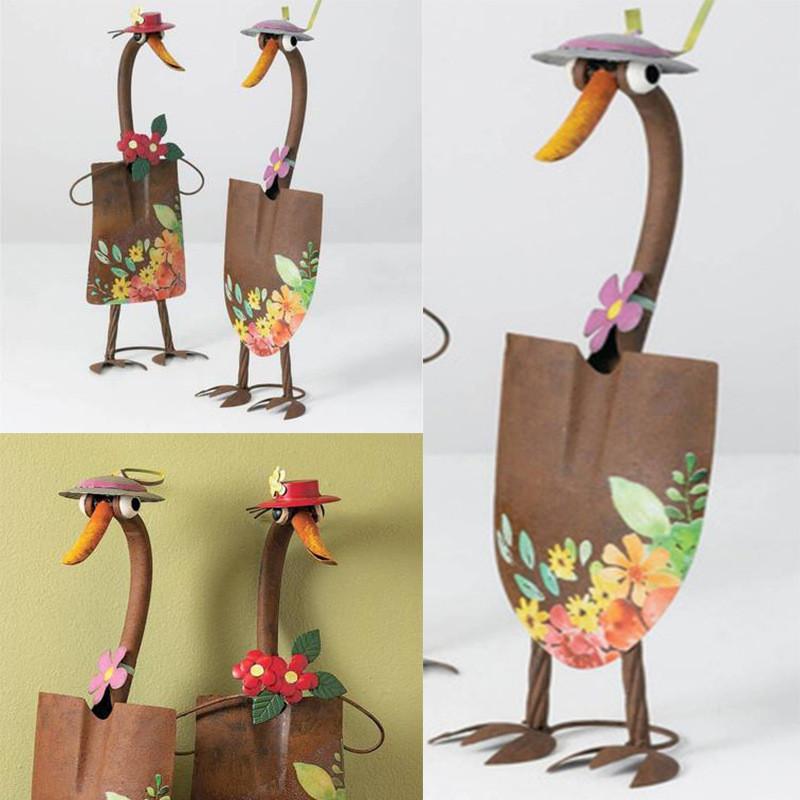Outdoor Art Piece With Cute Duck Figurine For Yard And Patio Decoration