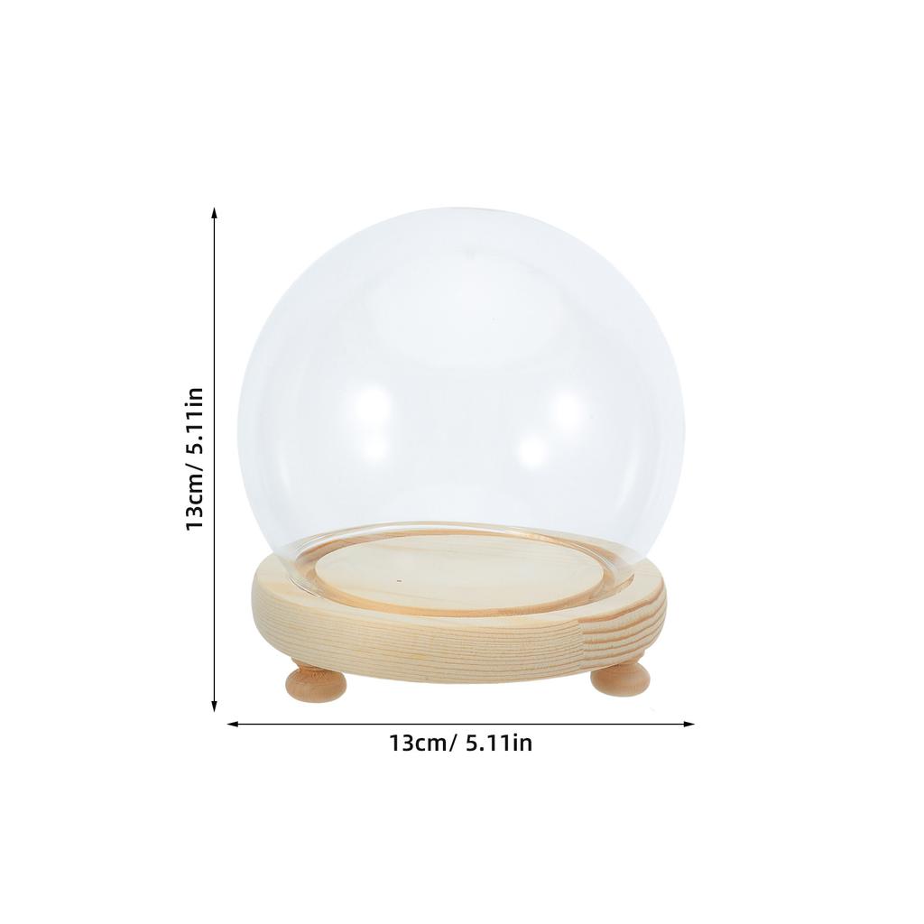 Decorative Clear Glass Dome Display Case for Immortal Flowers Glass Cover Adornment with Wooden Base Home Coffee Shop Gift