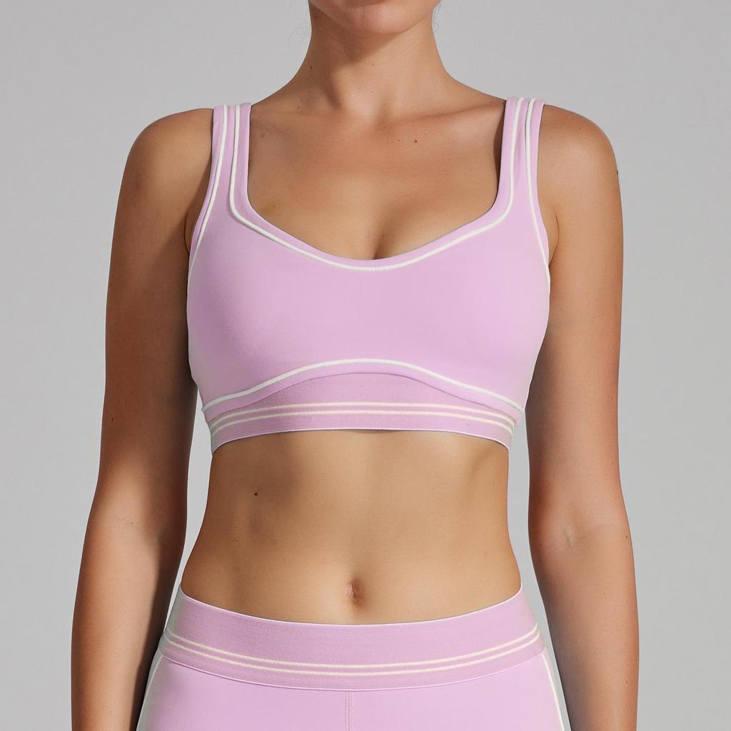 Women's Color-Block Sports Yoga Set: High-Intensity Sports Bra & High-Waisted, Hip-Lifting Yoga Pants