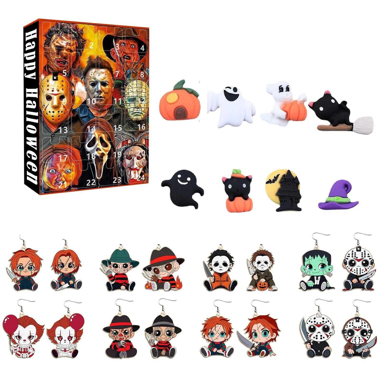 

Календарь ожидания Хэллоуина Коробка-сюрприз – Набор серег и украшений на 24 дня One Size