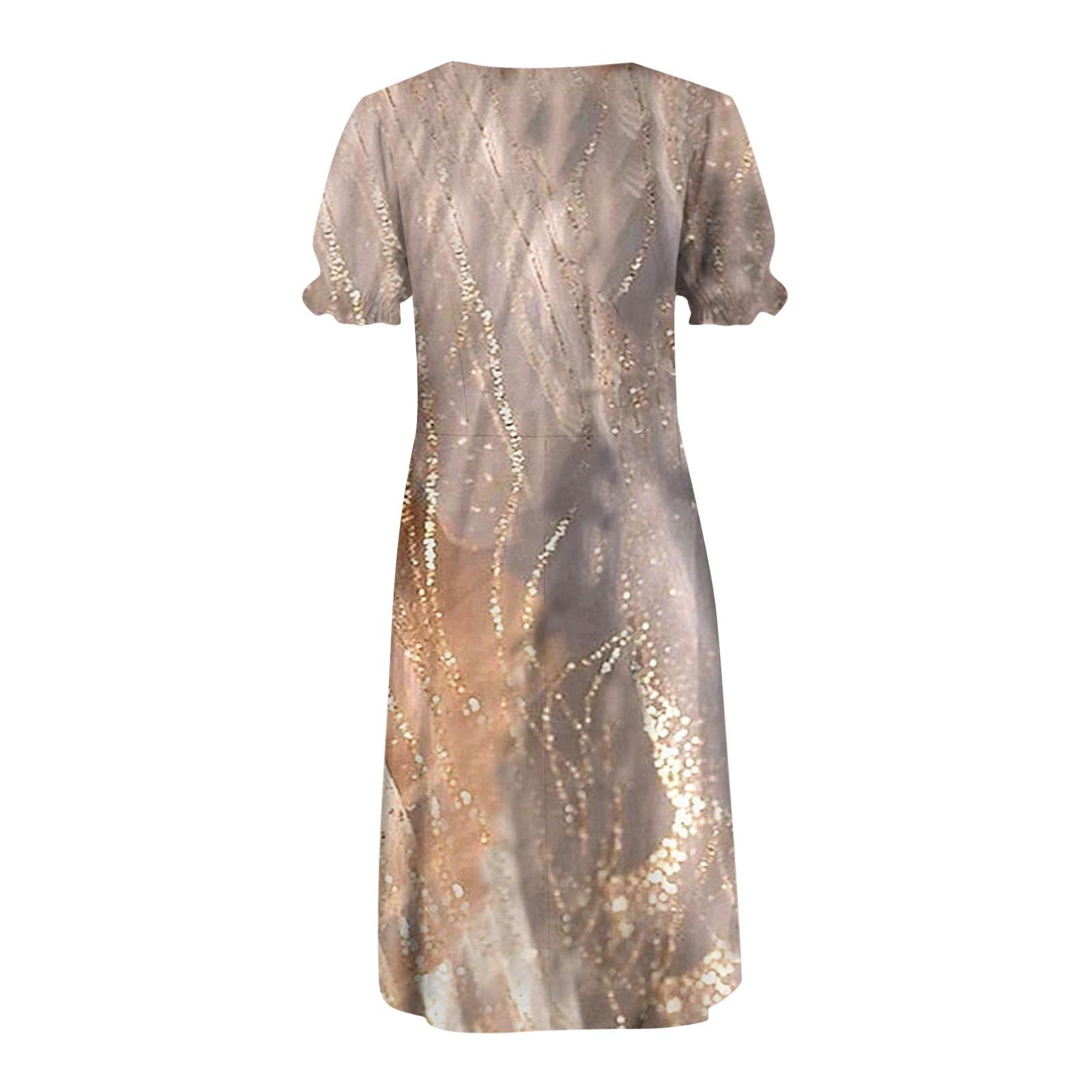 Женское летнее повседневное платье с v-образным вырезом и трапециевидным вырезом в стиле — фото 4