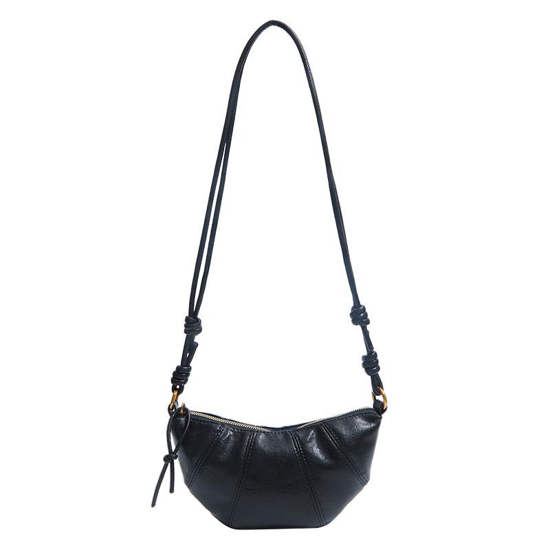 Faux Leather Moon Shape Shoulder Bag for Women Fashionable Crossbody Bag with Knotted Handle Design