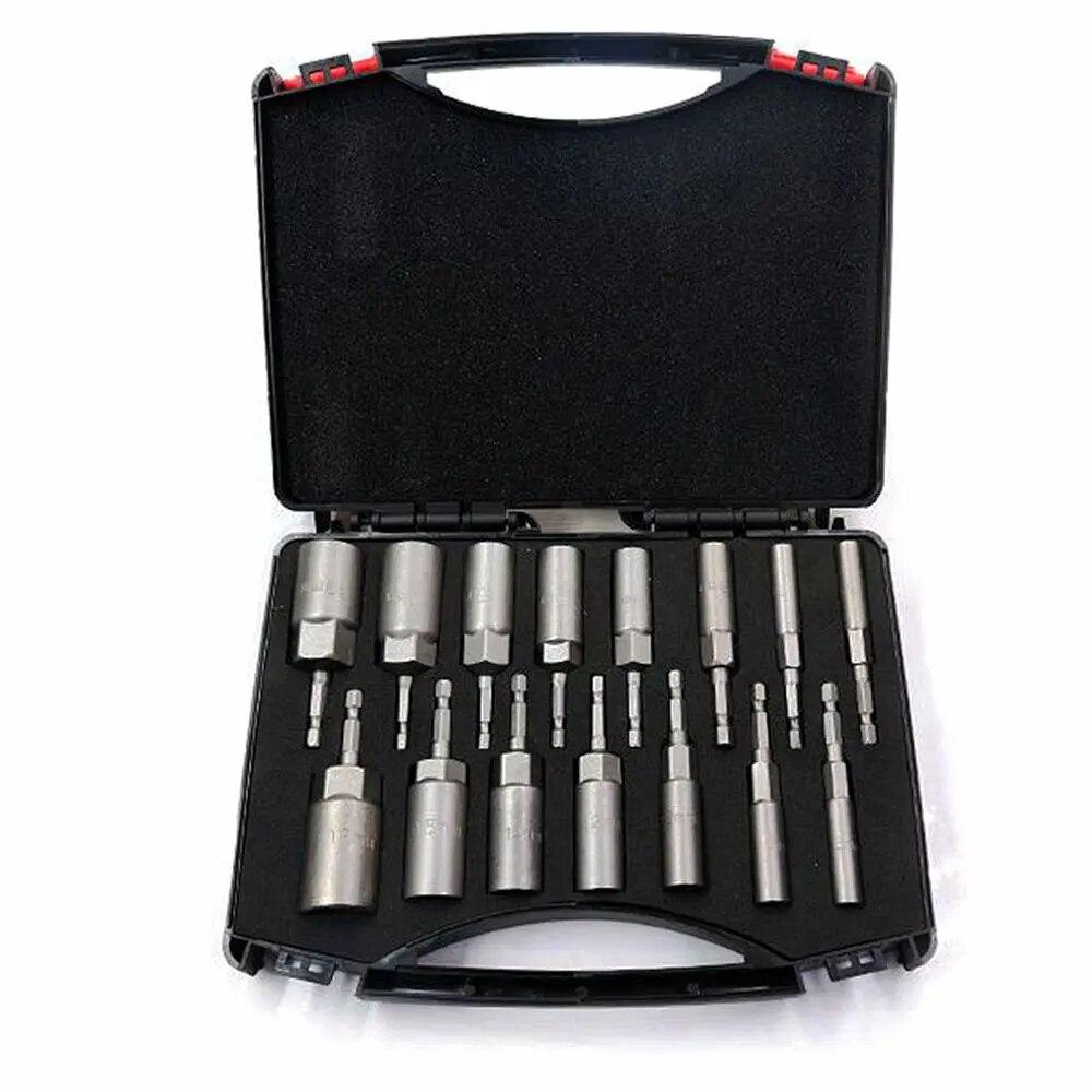 Set de manșoane cu priză hexagonală Duze 5,5 mm-19 mm Set de șurubelnițe electrice Mâner Burghie electrice Șurubelnițe cu impact Instrumente pentru cheie tubulară